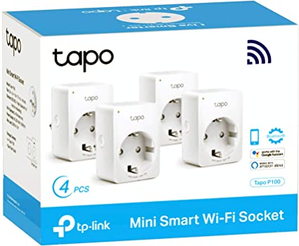 Mini Enchufe Inteligente Wi-Fi, TP-Link Tapo P100 (4-Pack)