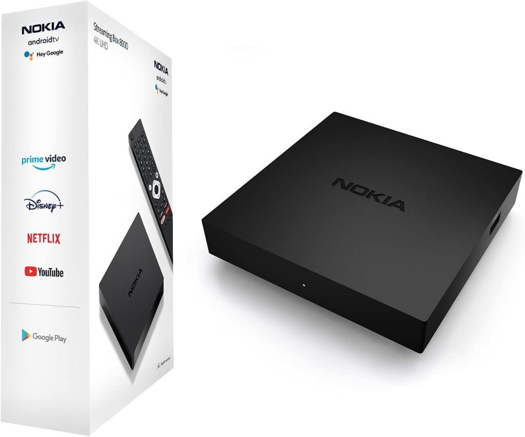 Los mejores dispositivos inteligentes compatibles  Google home para comprar en 2023. Nokia Streaming Box - Android TV Box Ultra HD 4K Compatible con Chromecast