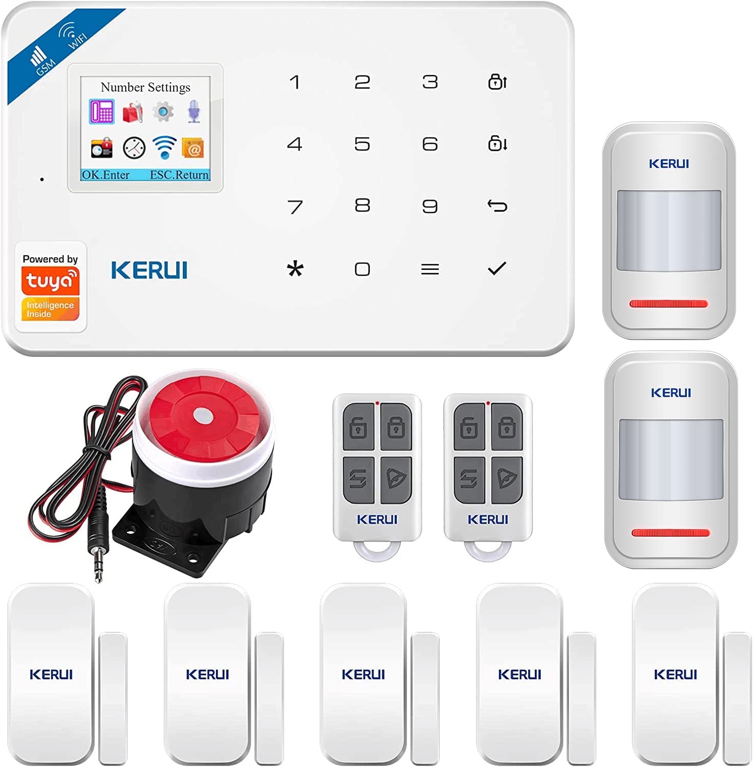  Kits Alarma Antirrobo Inalámbrico KERUI W18 GSM WIFI sin cuotas para Casa/Tienda/Oficina