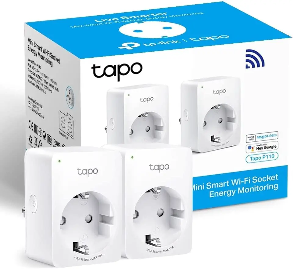 Tapo P110 (2-Pack) Enchufe Inteligente Wifi, con con Monitoreo Energético y Programador de horarios