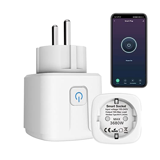 ZigBee Enchufe Inteligente Alexa 16A, 3680W Smart Plug con Monitor de Energía, Enchufe Temporizador con Control Remoto,
